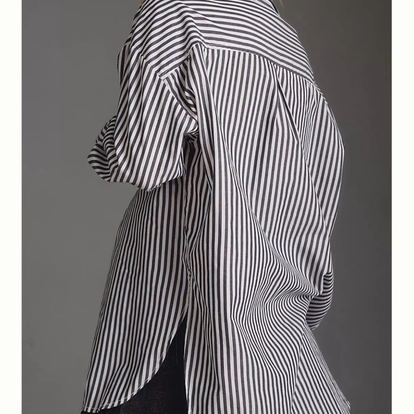 NWT Anthropologie Striped Sequined Button Up Shirt (Medium) - Picture 3 of 8